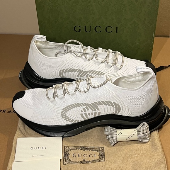 Authentic GUCCI SNEAKERS MENS RUN TRAINERS TECH FABRIC LOGO sz 11.5G / 12 US - Picture 14 of 15